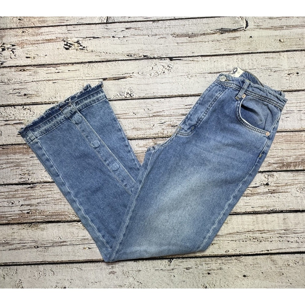We The Free People Snap Flare Jeans Medium Wash High Rise Denim Womens Size 29